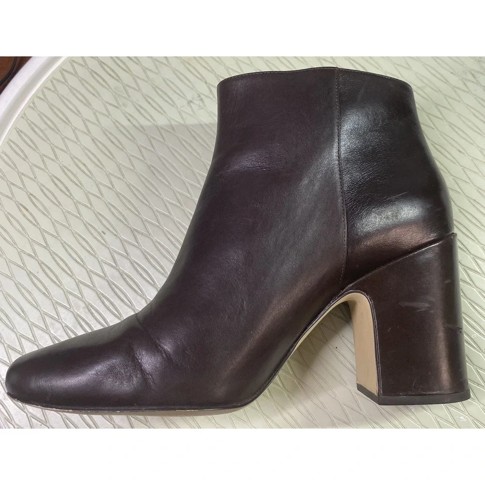 MICHAEL KORS Women Leather Deep Brown Ankle Boot 3.5 inch Heel Gold Hardware 10M